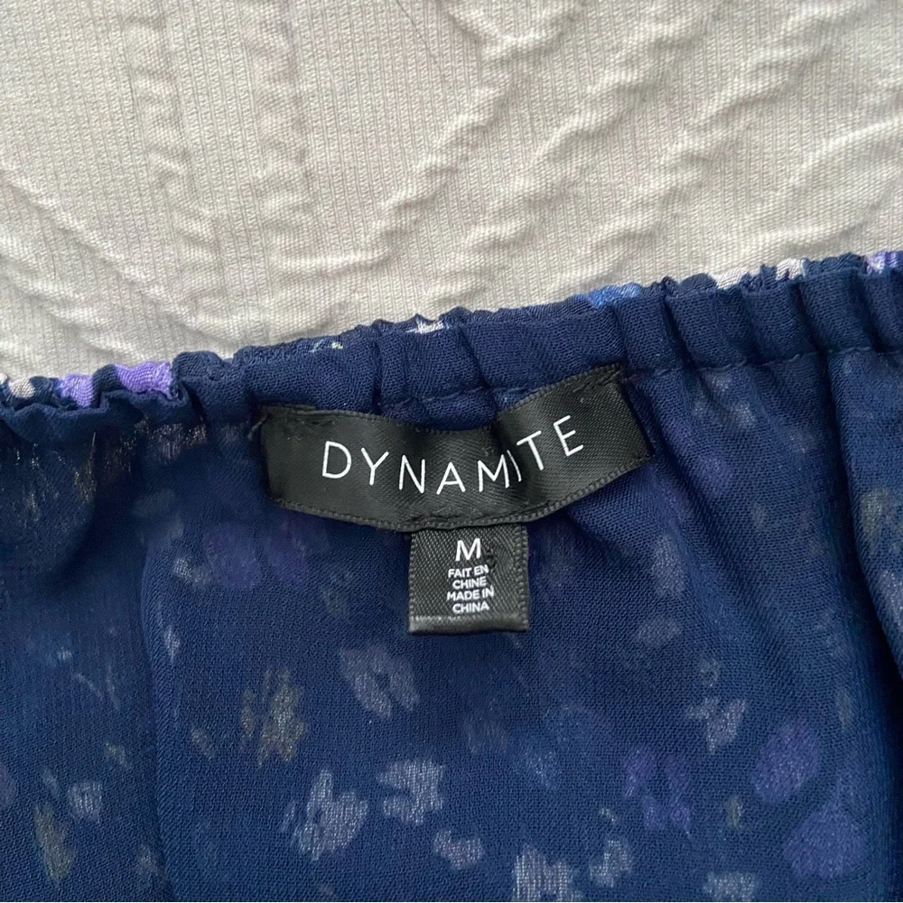 Dynamite Blue Floral Cropped Square Neck Blouse - Picture 6 of 12